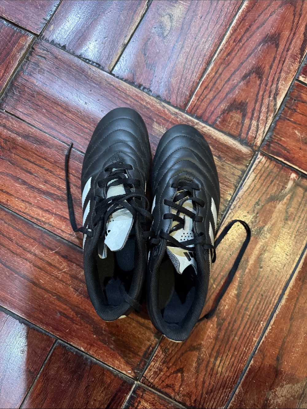 adidas Kids Black Soccer Sneakers with White Accents